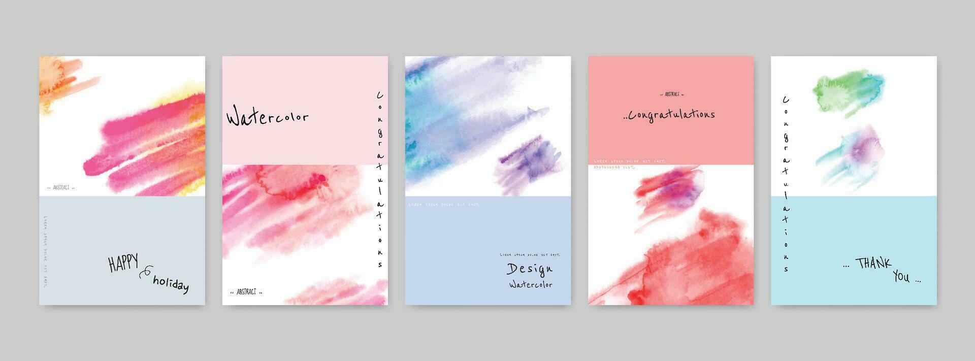 Set of Hand-painted Watercolor Card modern design vector