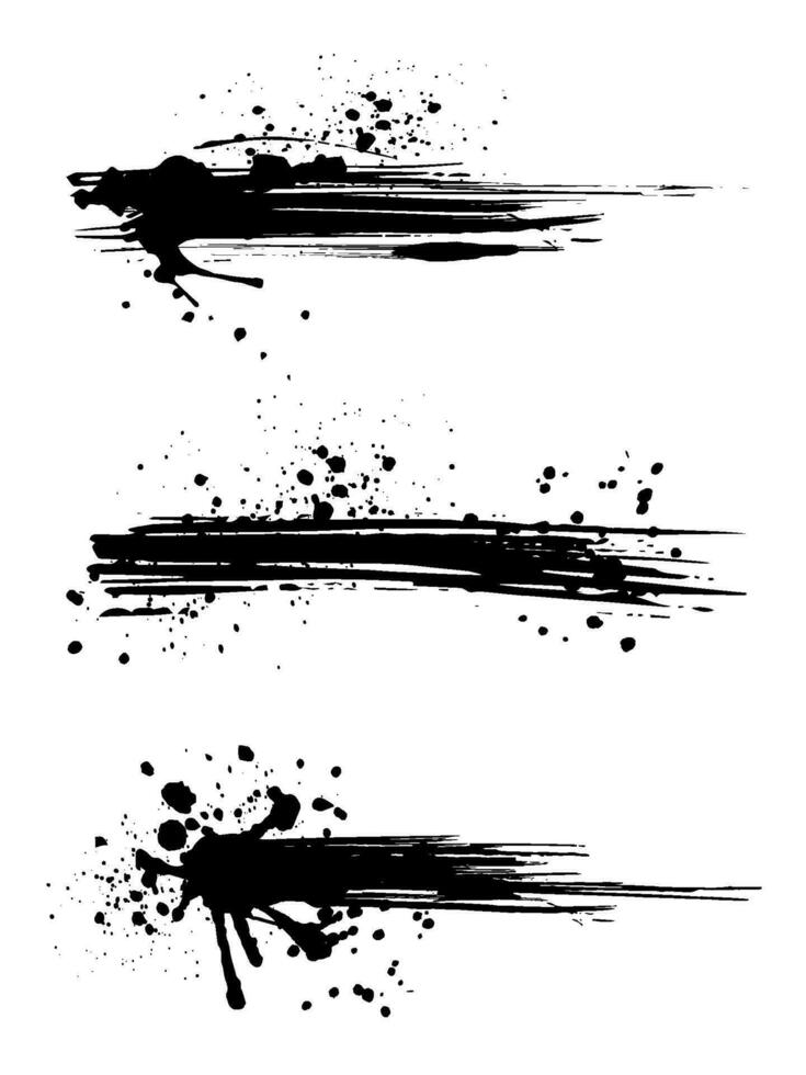 Set of abstract ink splashes, paintbrush, blots of different shapes vector