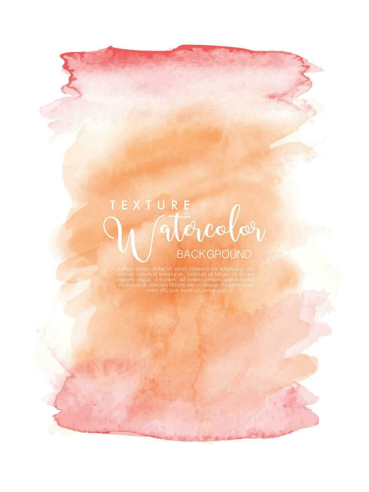 Watercolor hand painted abstract with orange brush design vector