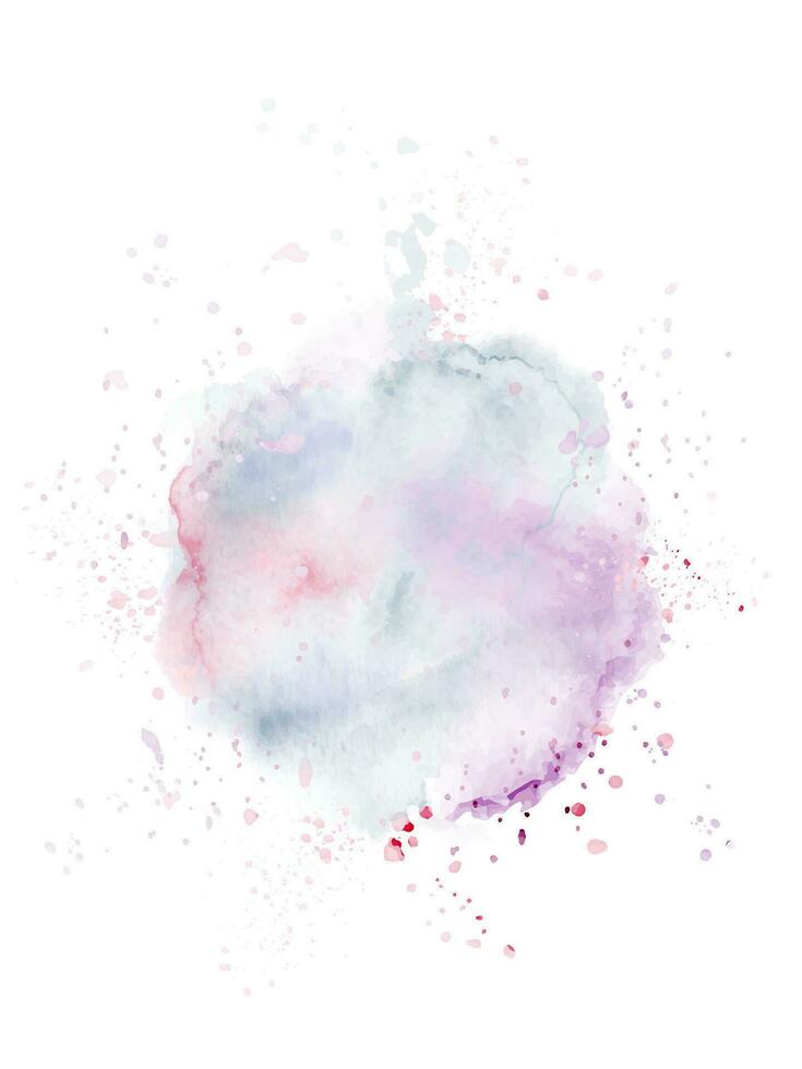 Abstract circle design with splatter watercolor on white background