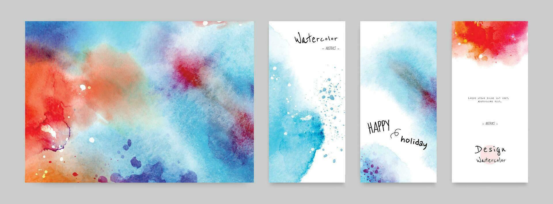 Set of Hand-painted Watercolor Card and Poster vector