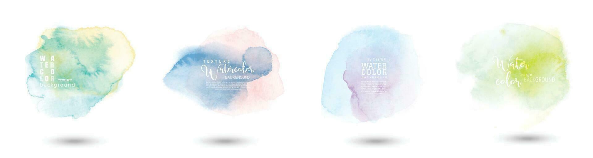 Trendy logo with hand-drawn mixed pastel stains watercolor set vector