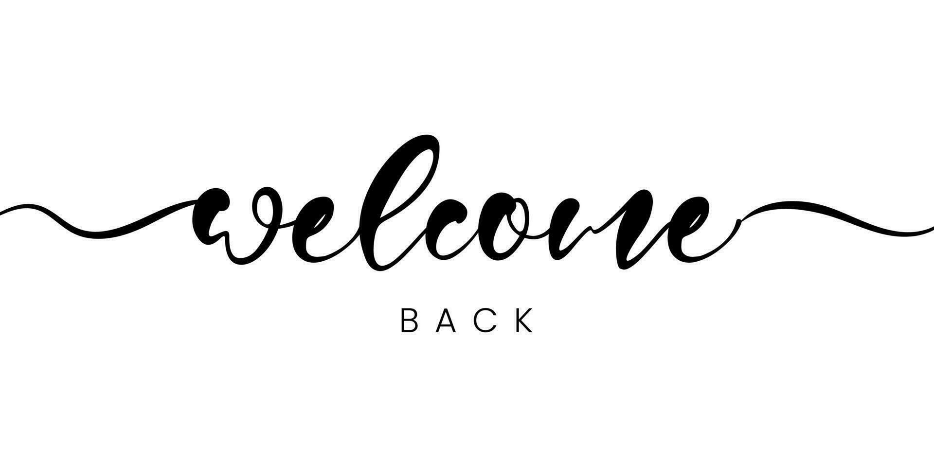 Welcome back sign. Modern calligraphic text for use in greeting card, banner template, postcard. Welcome back hand drawn lettering. vector