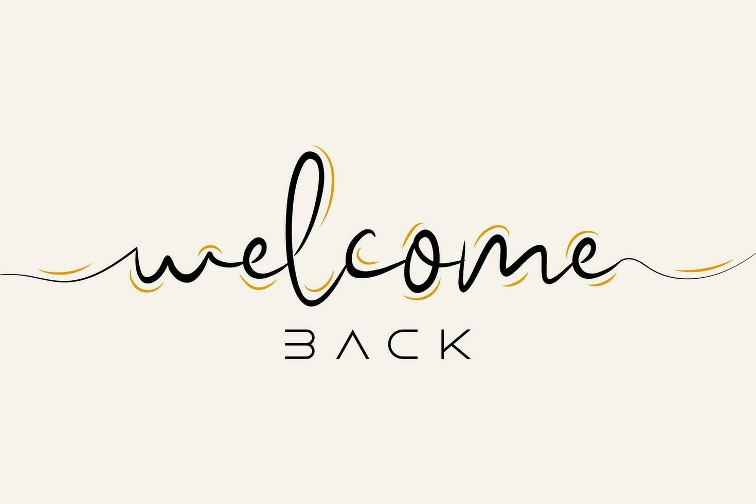 Welcome back black line lettering. Hand drawn modern calligraphy isolated on white. Black simple inscription with swashes, wavy lettering text. Design for holiday greeting card and invitation. vector