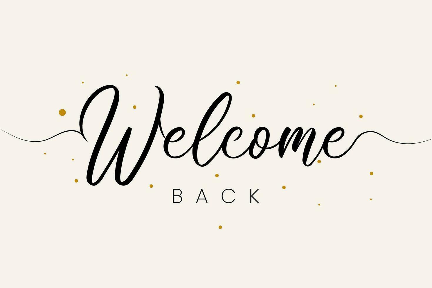 Welcome back black line lettering. Hand drawn modern calligraphy isolated on white. Black simple inscription with swashes, wavy lettering text. Design for holiday greeting card and invitation. vector