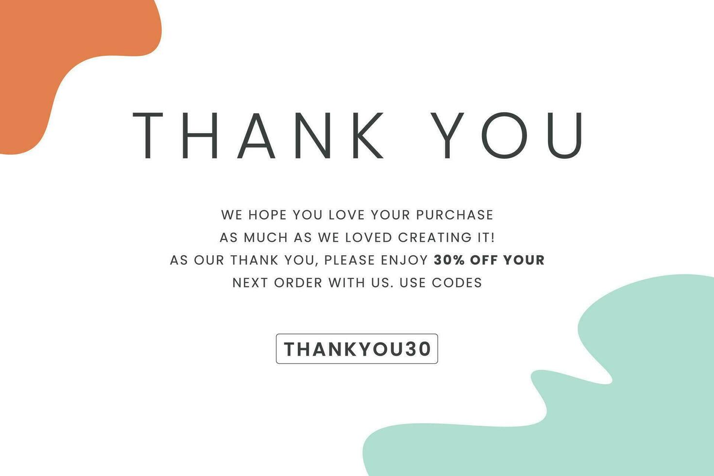 Thank you for your order card. modern design with calligraphic inscription. Vector typography.