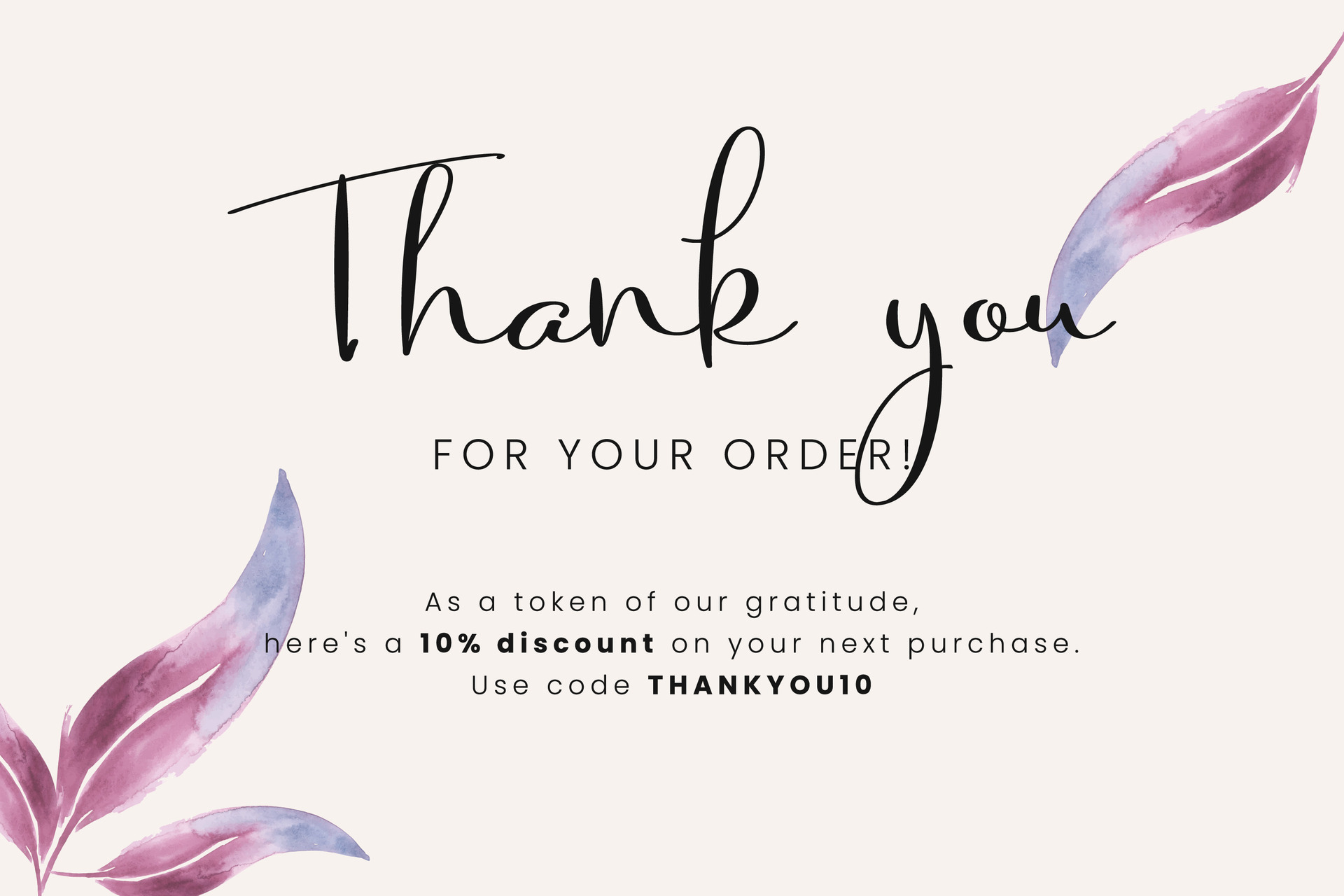 Thank you for your ORDER, printable vector illustration with watercolor