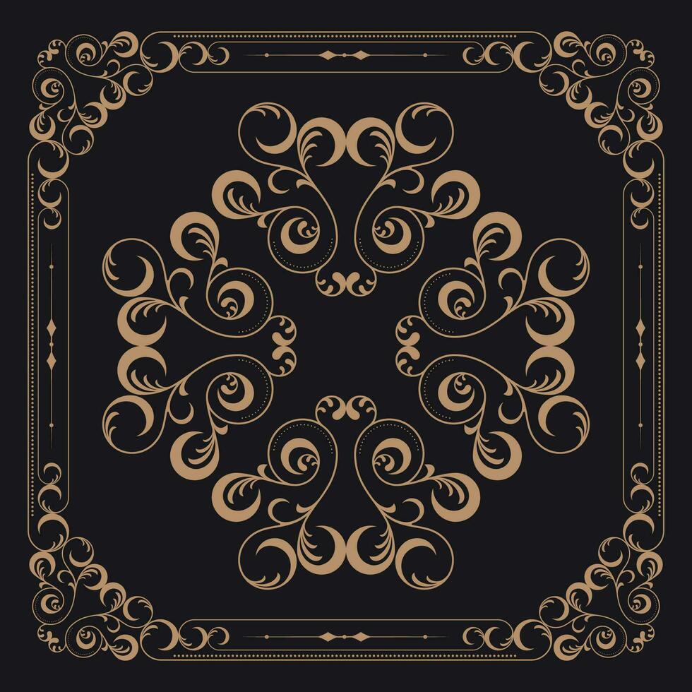 oro ornamento conjunto modelo como modelo o tela motivo, oval o circulo forma, vector marco decoración modelo estilo