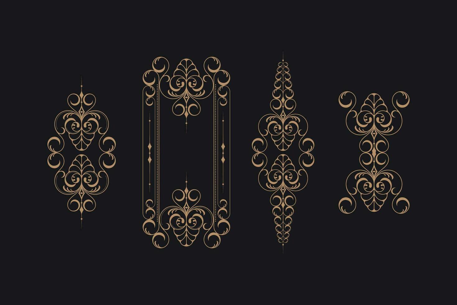 oro ornamento conjunto modelo como modelo o tela motivo, oval o circulo forma, vector marco decoración modelo estilo