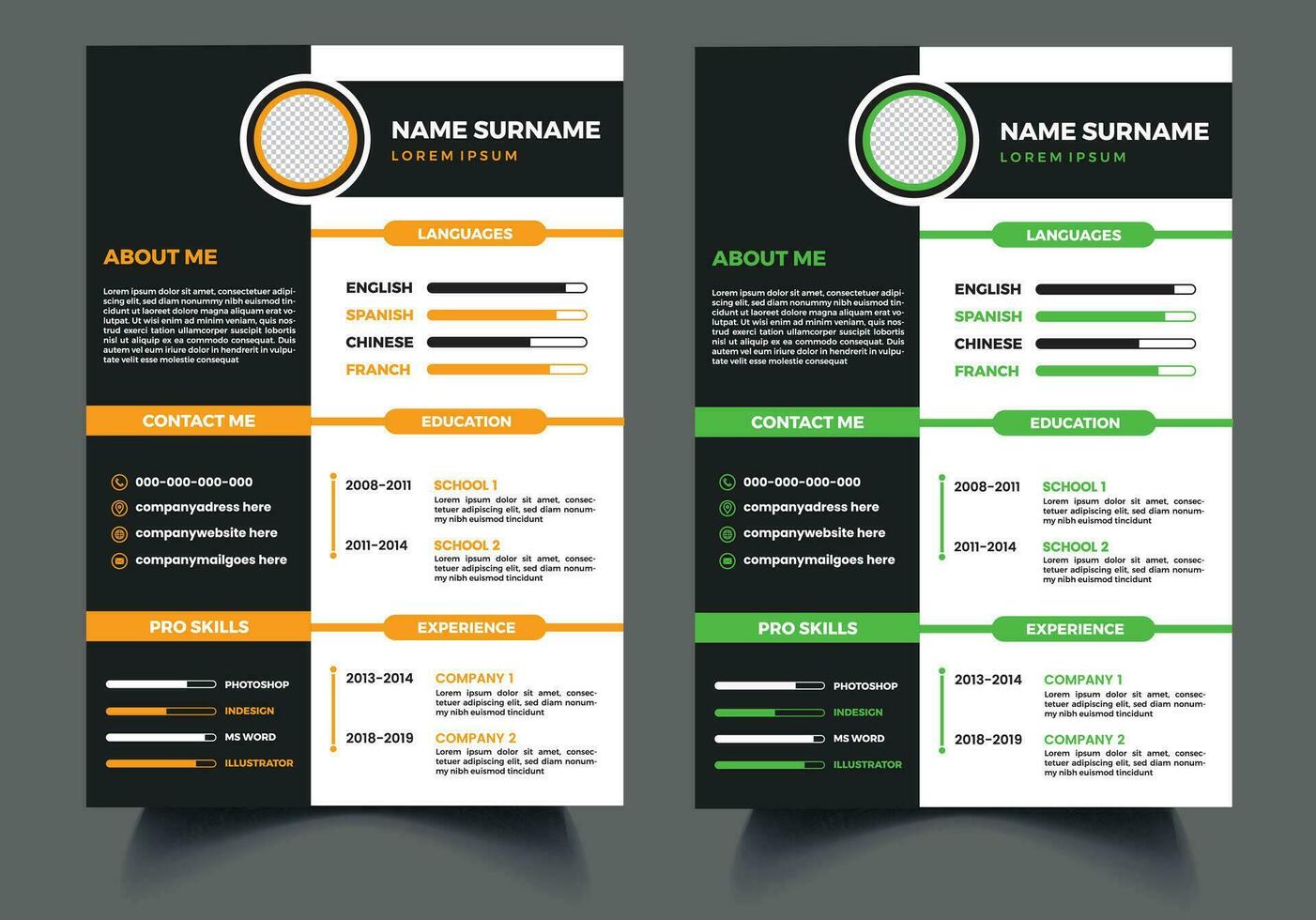 Vector Professional creative CV Resume template design and cover letter Free Vector