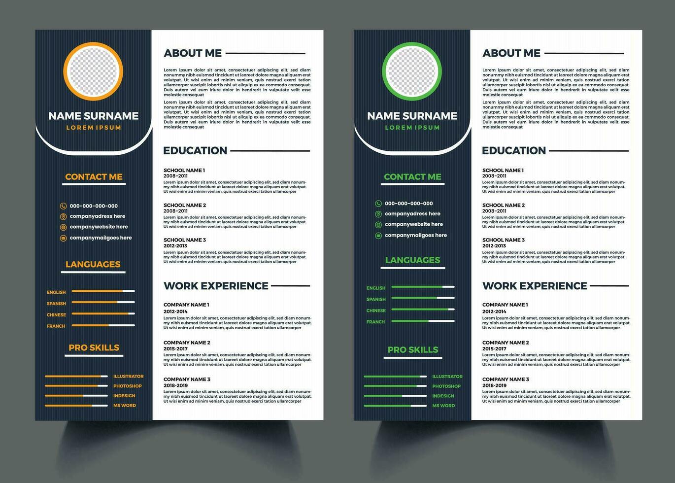 Vector Creative Resume Cv Template Design with Cover Letter Free Vector