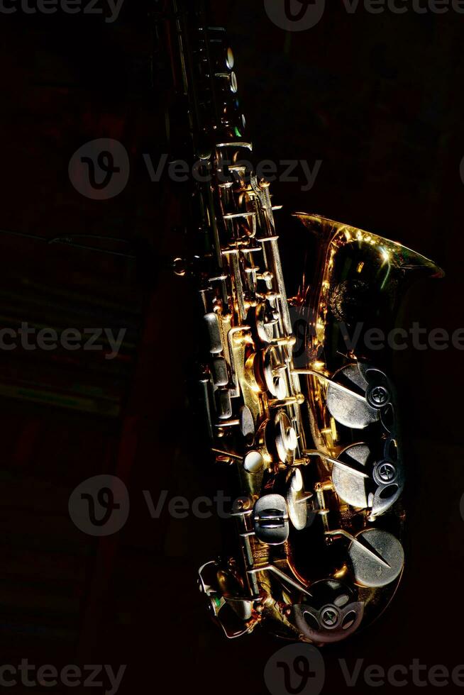 Part of a saxophone musical instrument photo