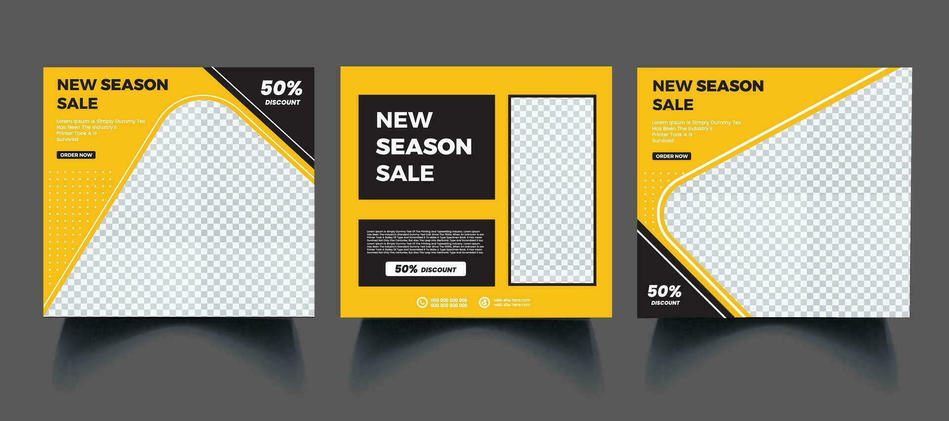 New season Sale social media post banner template, editable promotion vector background with photo collage, Free Vector