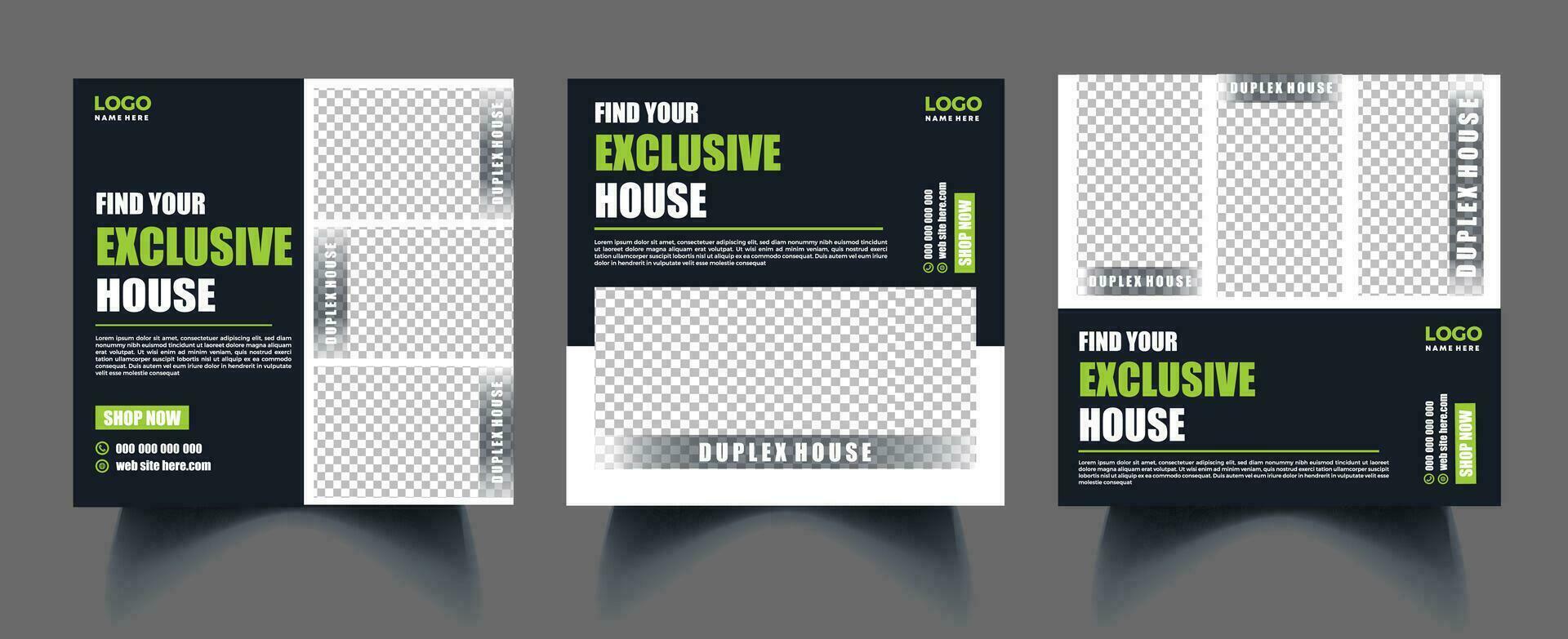 Real estate exclusive house for sale social media post template. Free vector