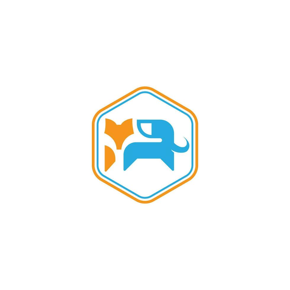 modern and cool fox and elephant logo design for company vector