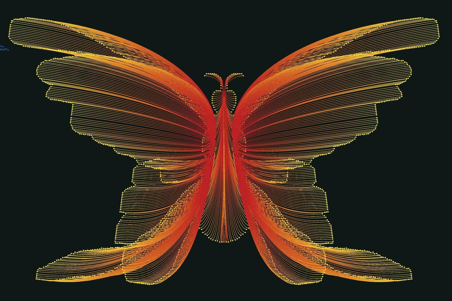 brillante neón línea Arte degradado vector diseño en el forma de un mariposa