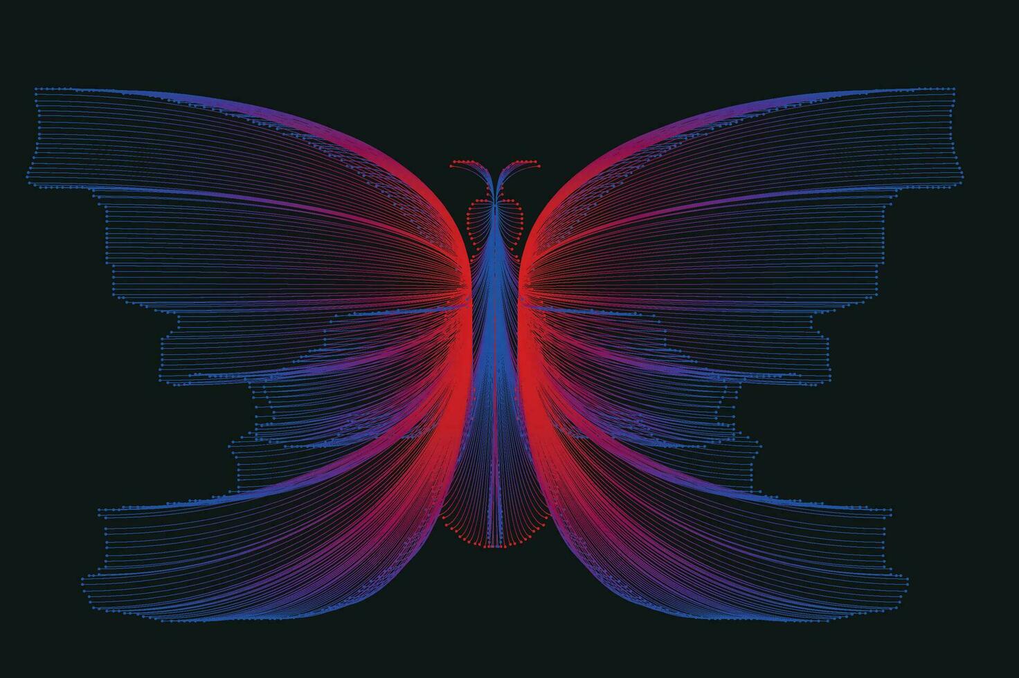 Glowing Neon Line Art Gradient Vector Design In The Shape Of A Butterfly