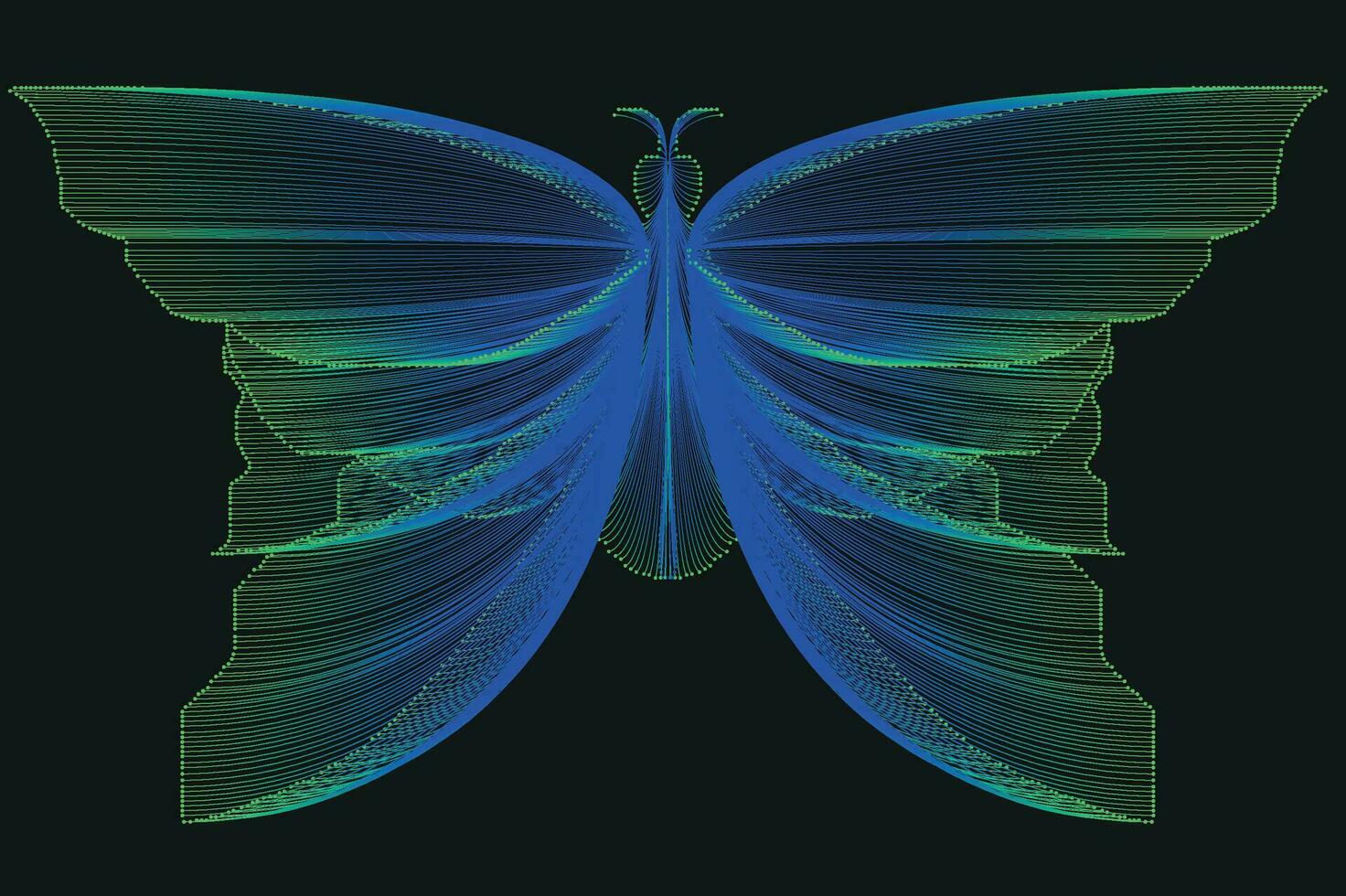 Glowing Neon Line Art Gradient Vector Design In The Shape Of A Butterfly