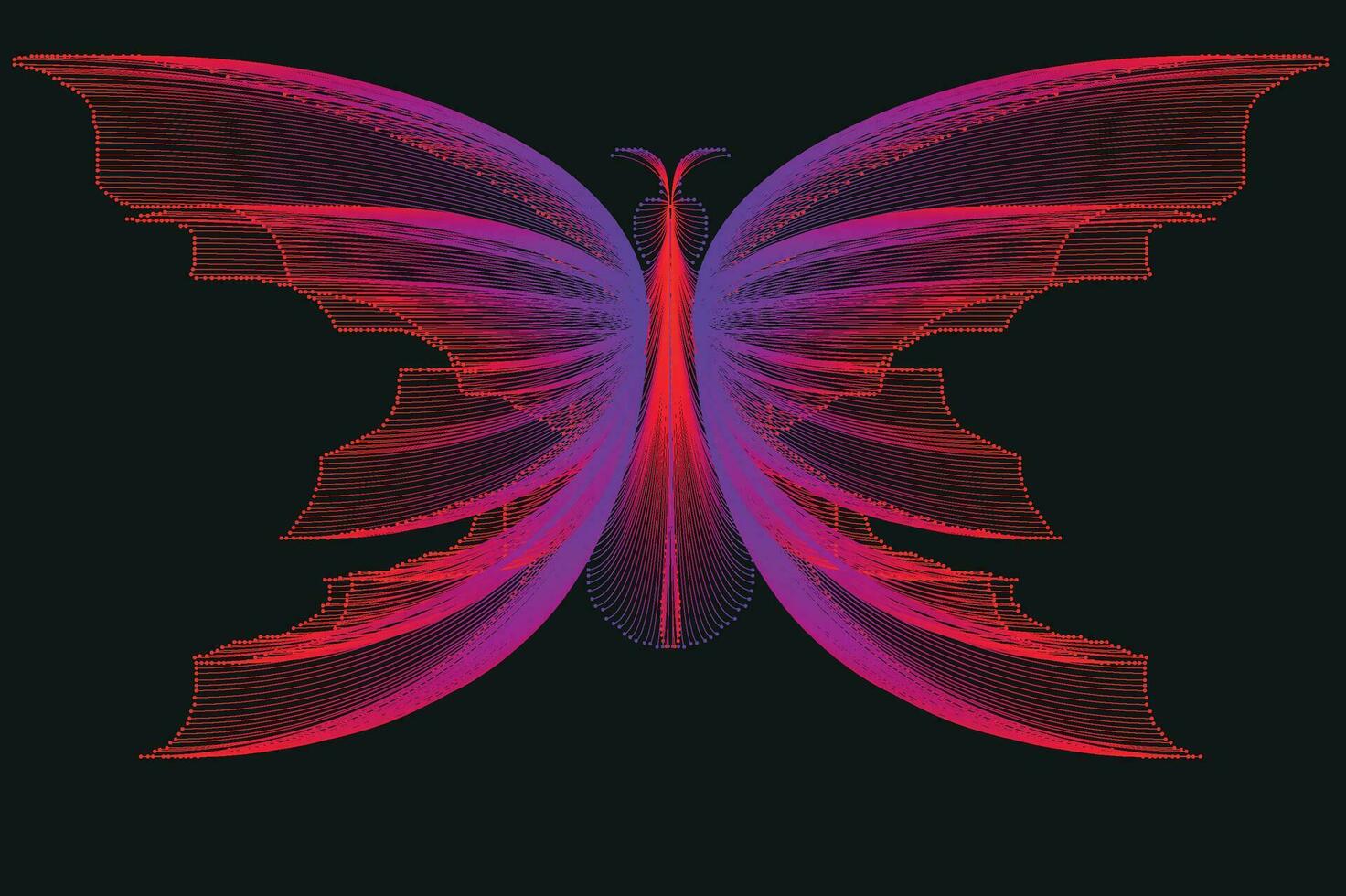 Glowing Neon Line Art Gradient Vector Design In The Shape Of A Butterfly