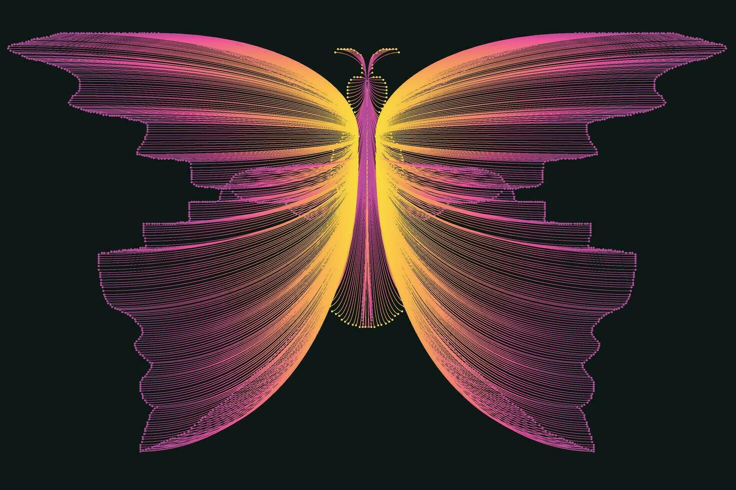 Glowing Neon Line Art Gradient Vector Design In The Shape Of A Butterfly