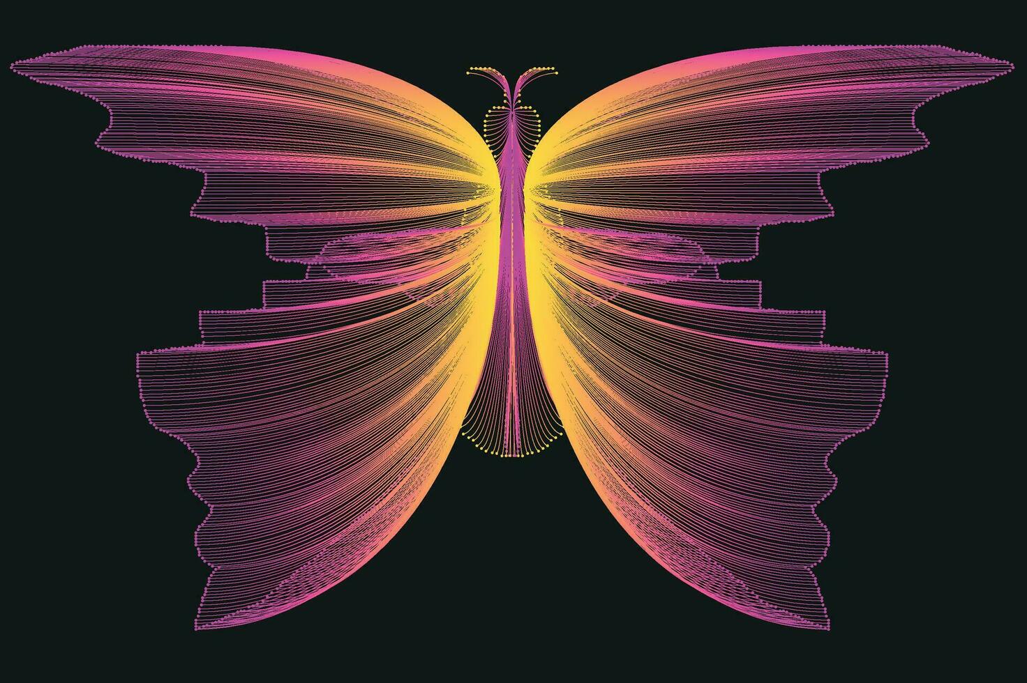 Glowing Neon Line Art Gradient Vector Design In The Shape Of A Butterfly