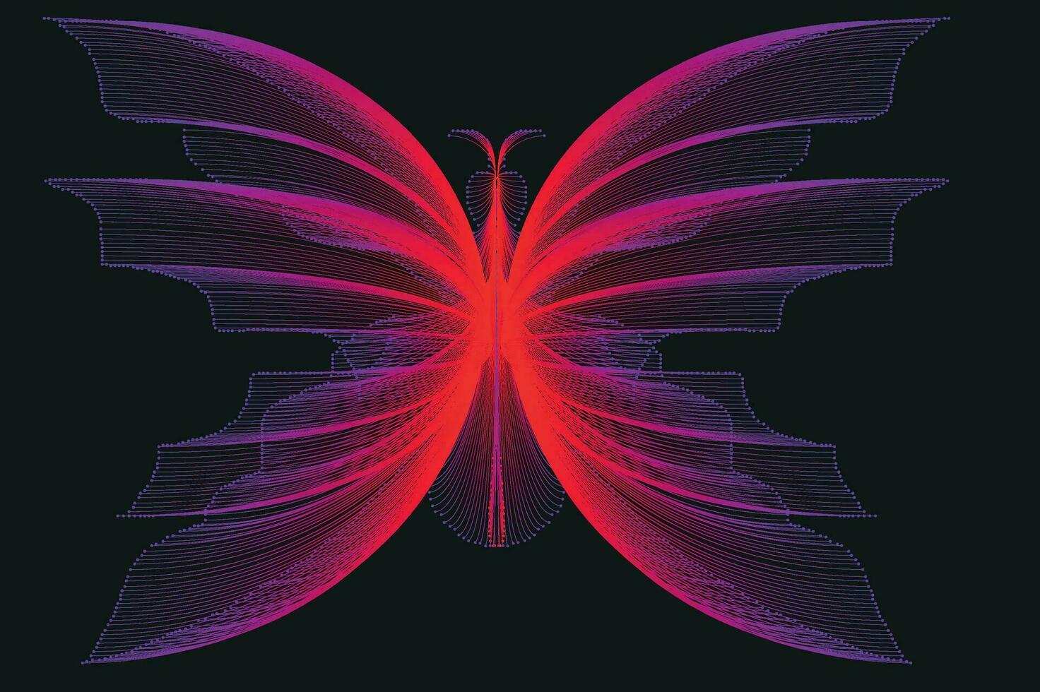 Glowing Neon Line Art Gradient Vector Design In The Shape Of A Butterfly