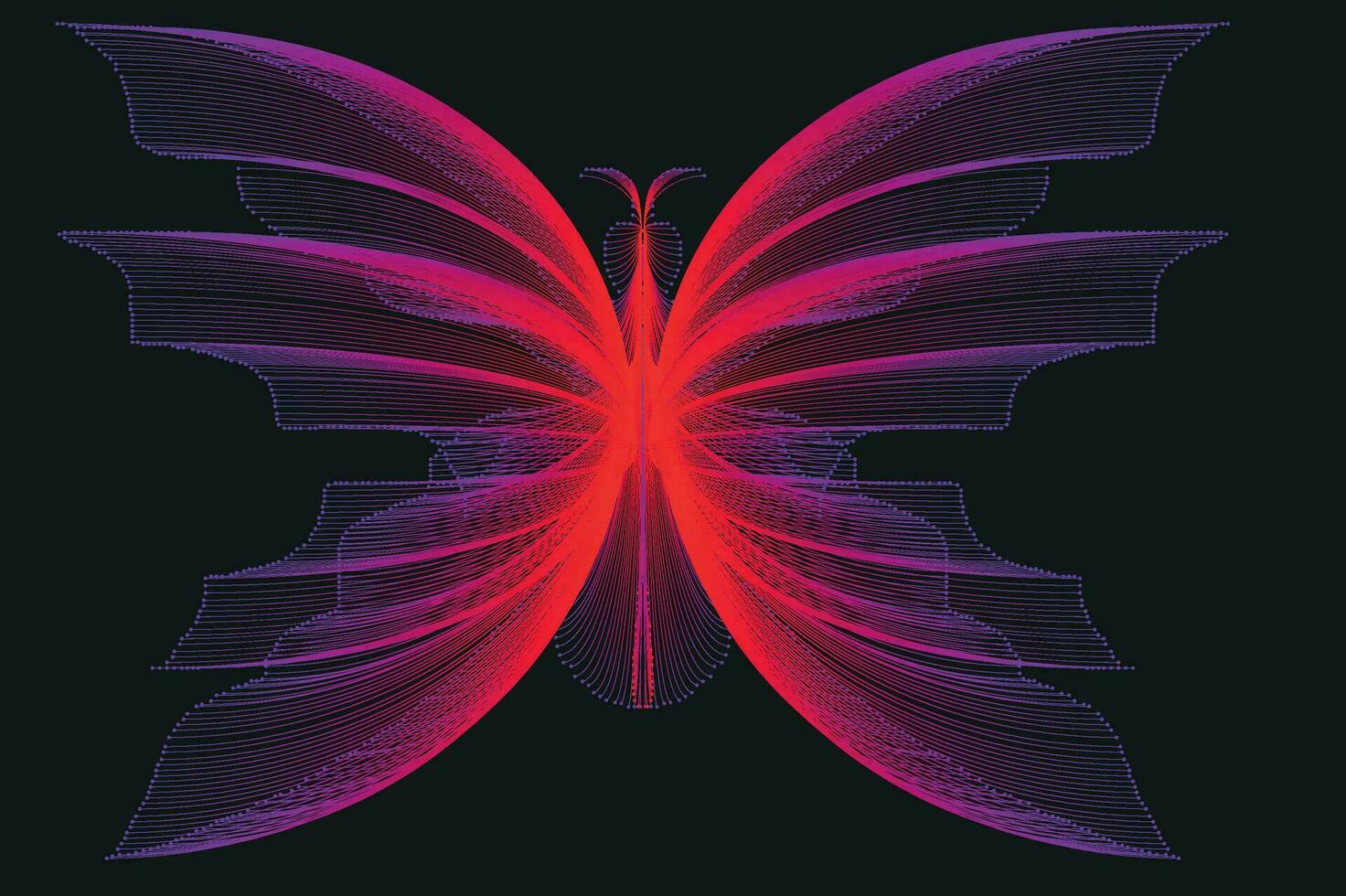 brillante neón línea Arte degradado vector diseño en el forma de un mariposa