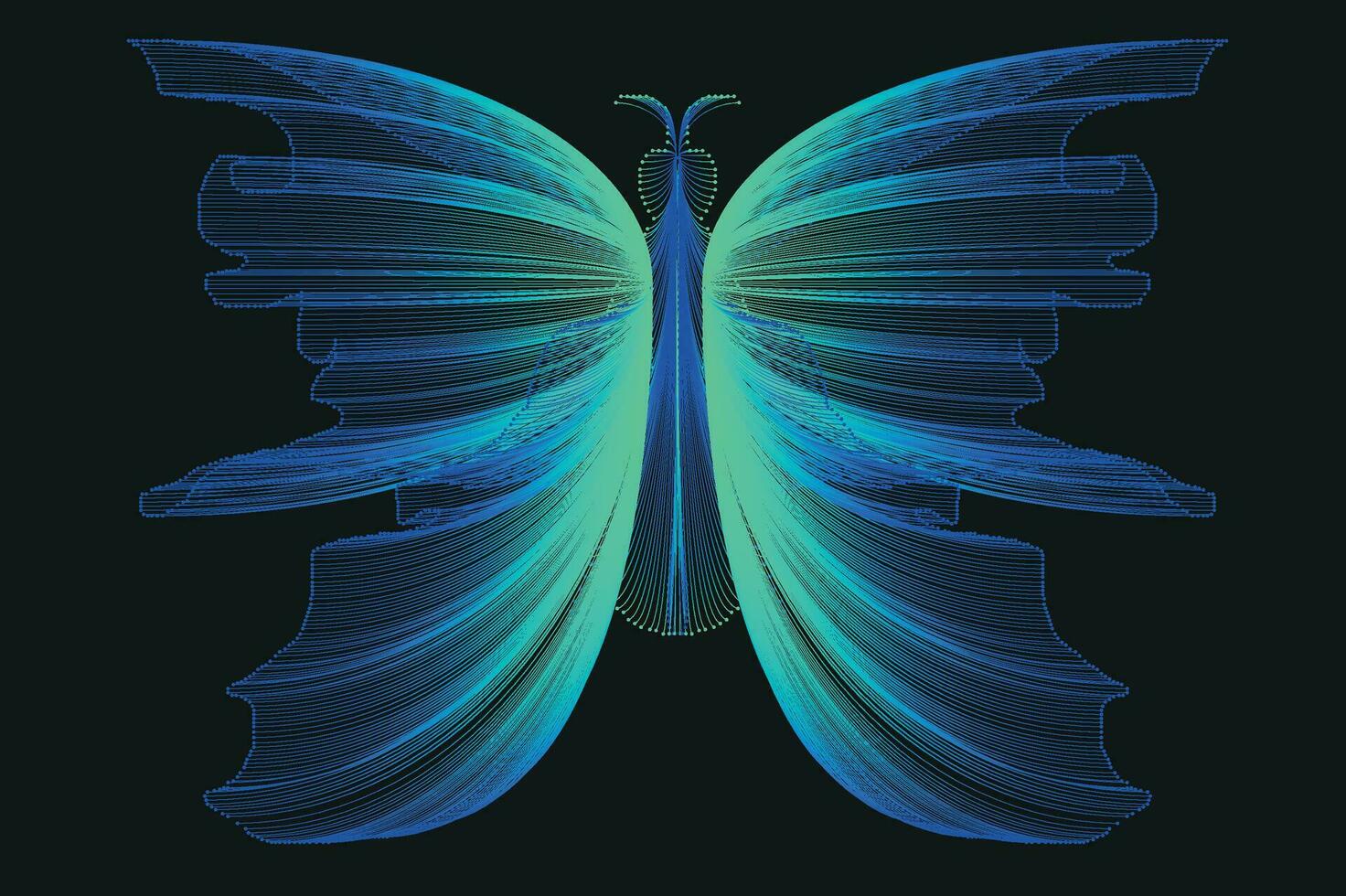 Glowing Neon Line Art Gradient Vector Design In The Shape Of A Butterfly