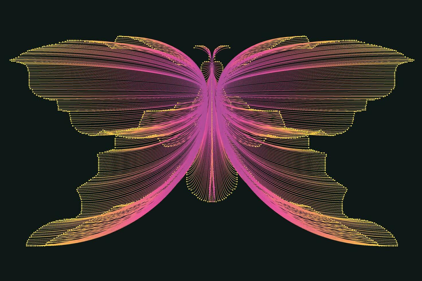 Glowing Neon Line Art Gradient Vector Design In The Shape Of A Butterfly