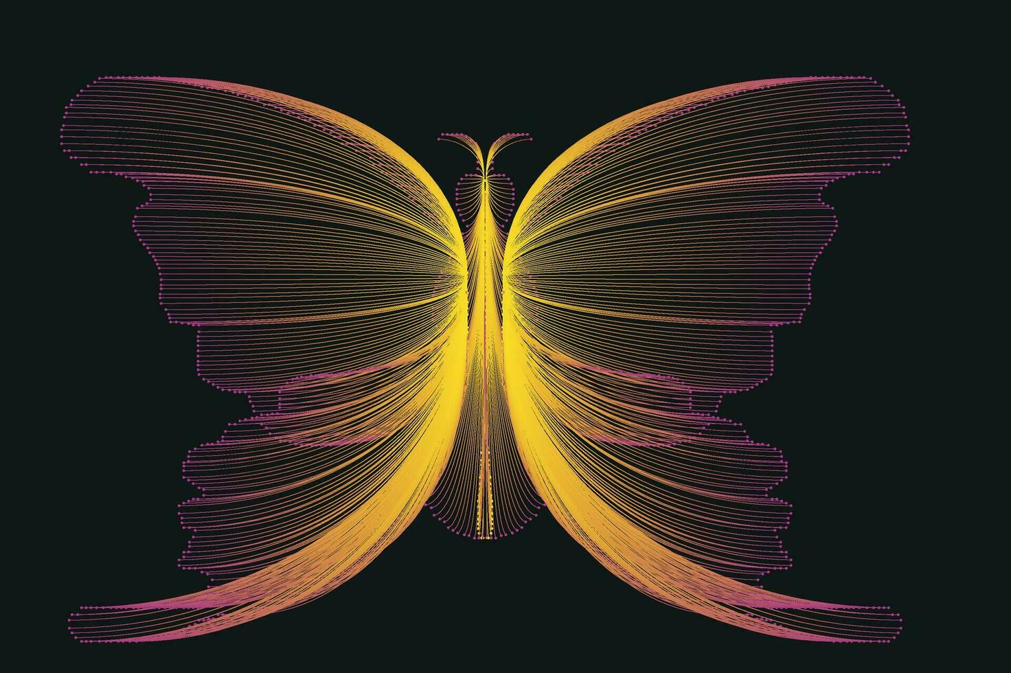 Glowing Neon Line Art Gradient Vector Design In The Shape Of A Butterfly