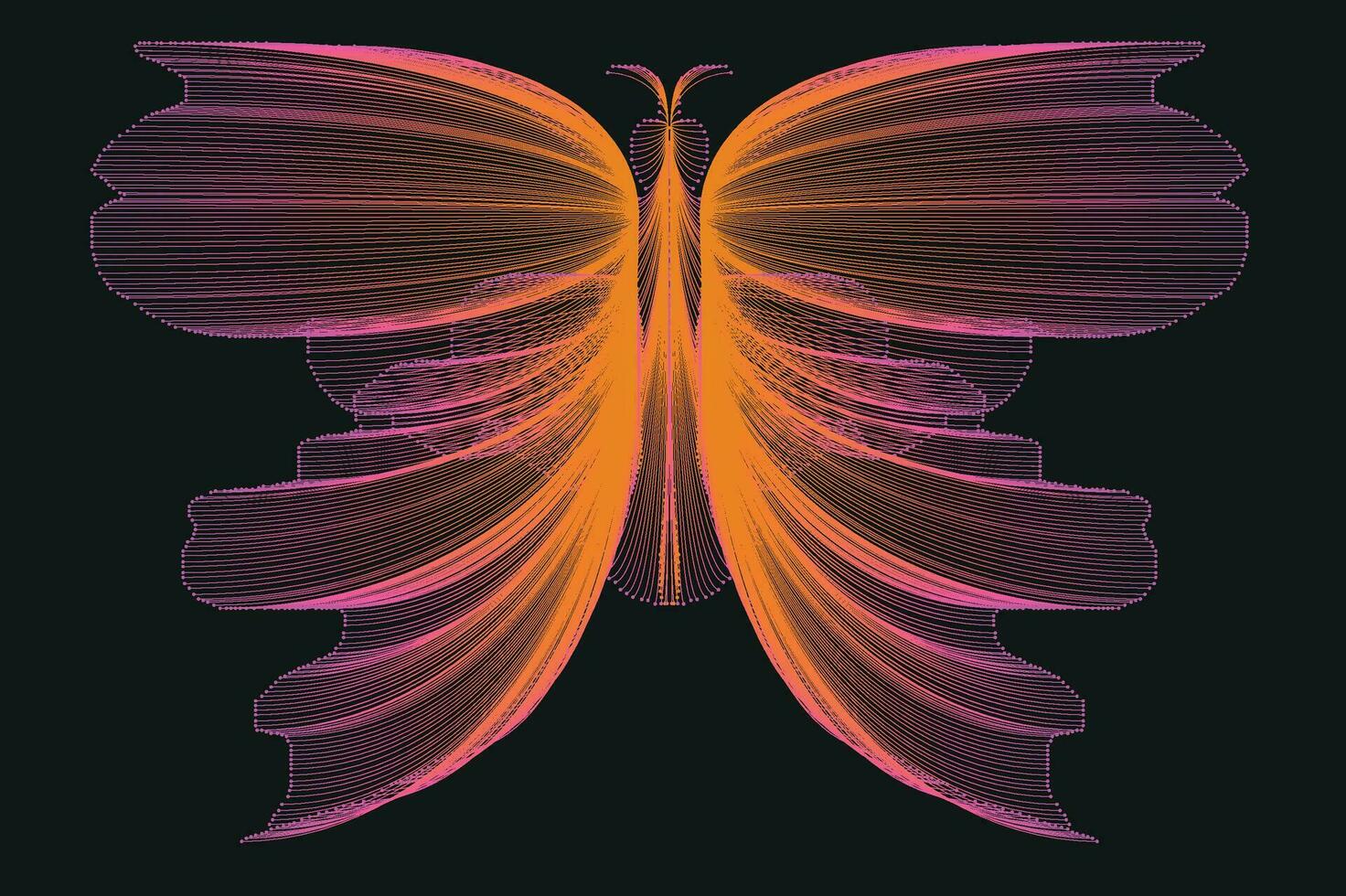 Glowing Neon Line Art Gradient Vector Design In The Shape Of A Butterfly