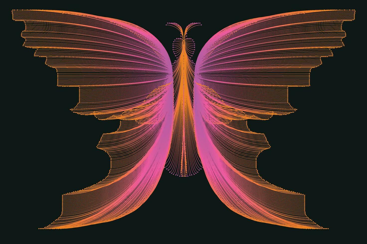Glowing Neon Line Art Gradient Vector Design In The Shape Of A Butterfly