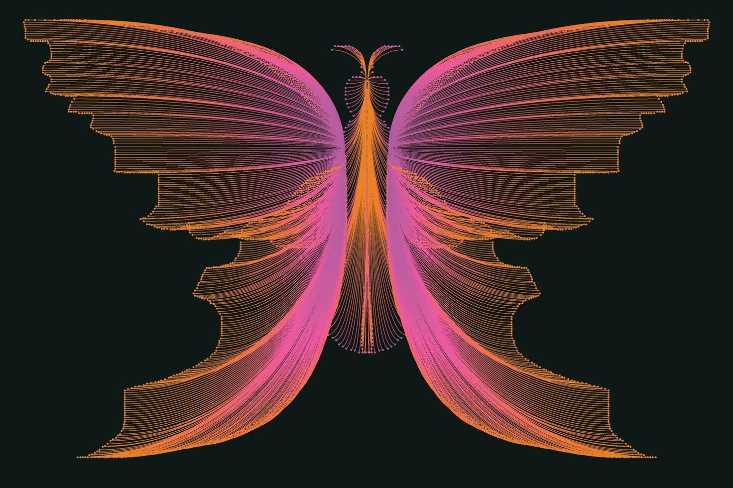 Glowing Neon Line Art Gradient Vector Design In The Shape Of A Butterfly