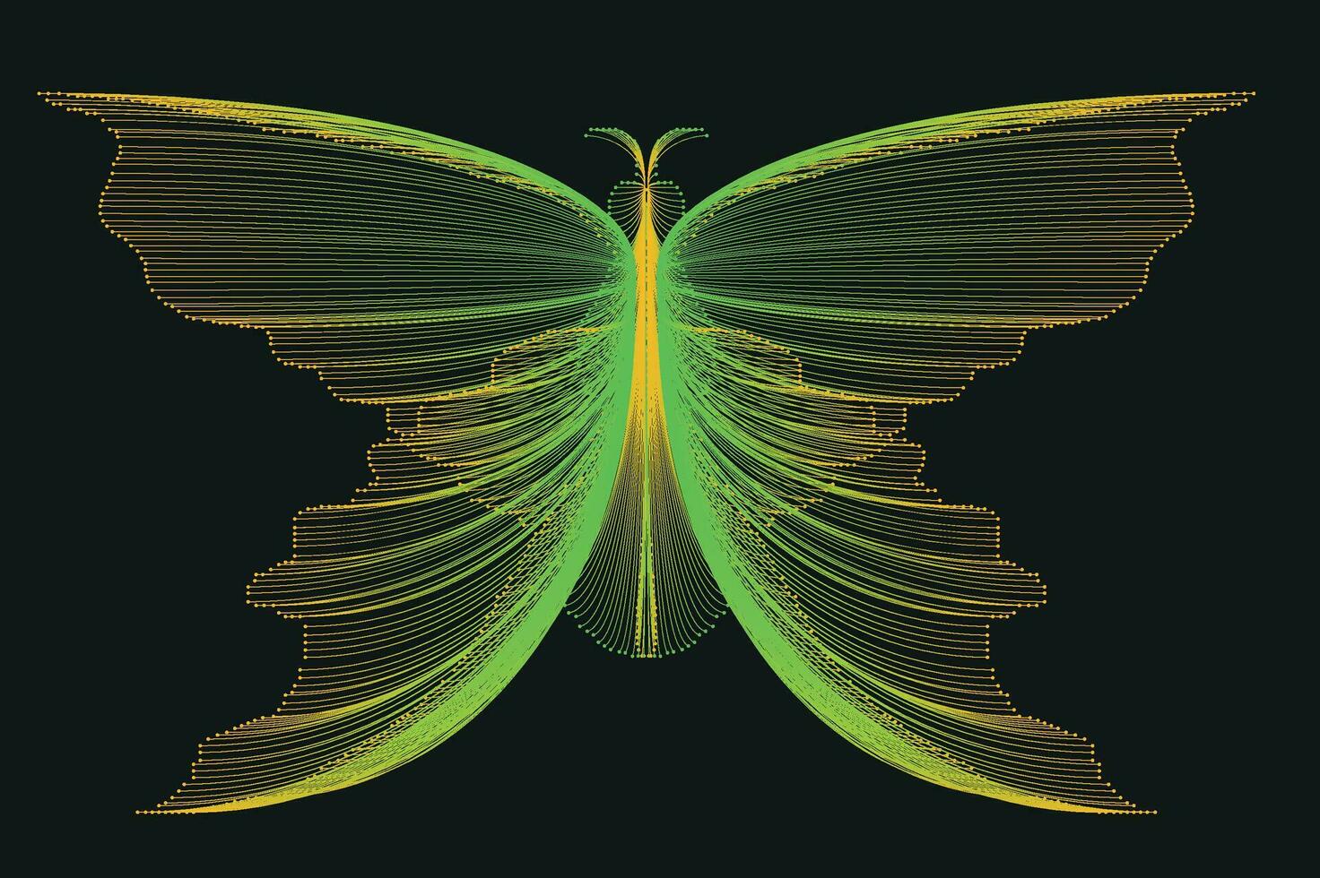 Glowing Neon Line Art Gradient Vector Design In The Shape Of A Butterfly