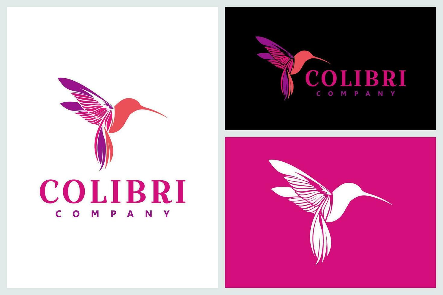 Colorful Hummingbird Logo Vector Design Inspiration, Simple Flying Colibri Symbol Label Design