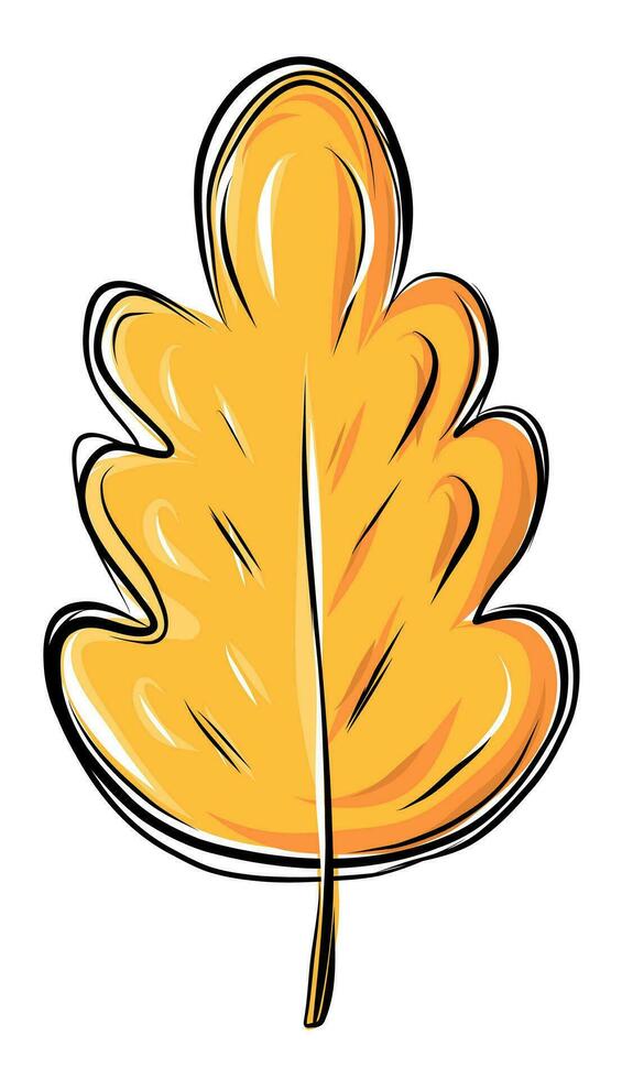 Doodle yellow oak leaf vector