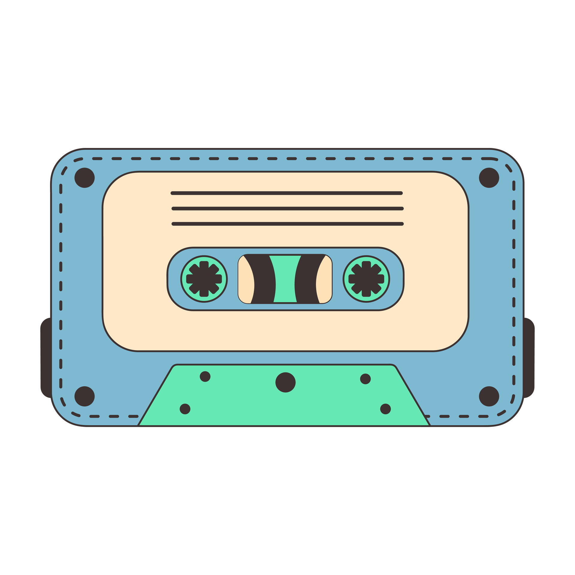 Audio cassette tape with notes - music retro Vector Image