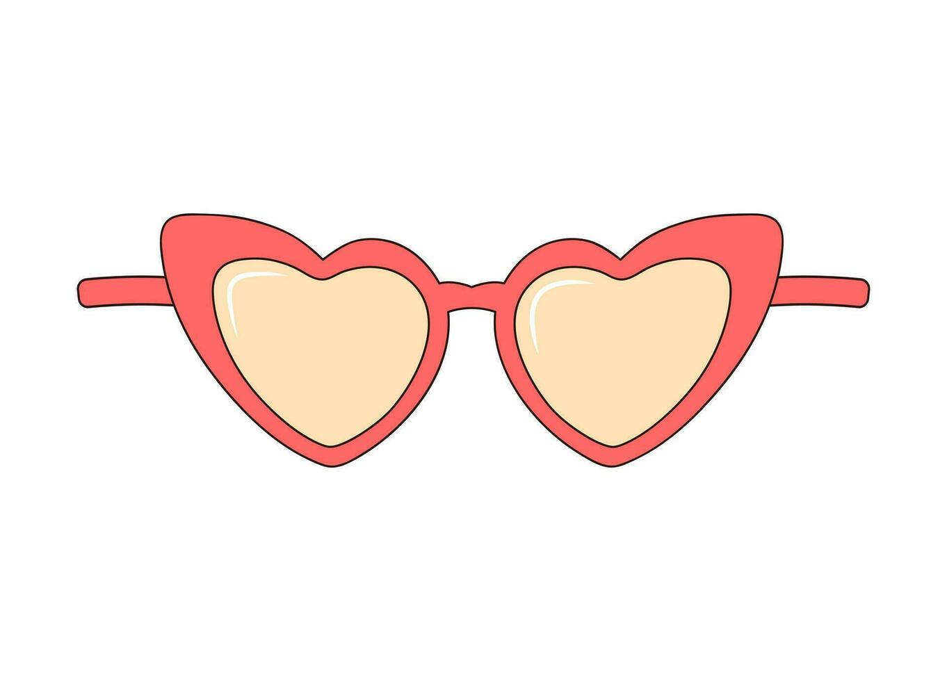 Heart shaped sunglasses. Groovy retro fashion style. Vector illustration isolated on white background.