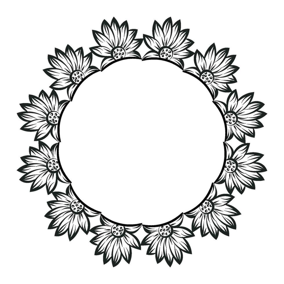 Hand Drawn sunflower border design. Floral border for print or use as poster, card, flyer or Banner vector