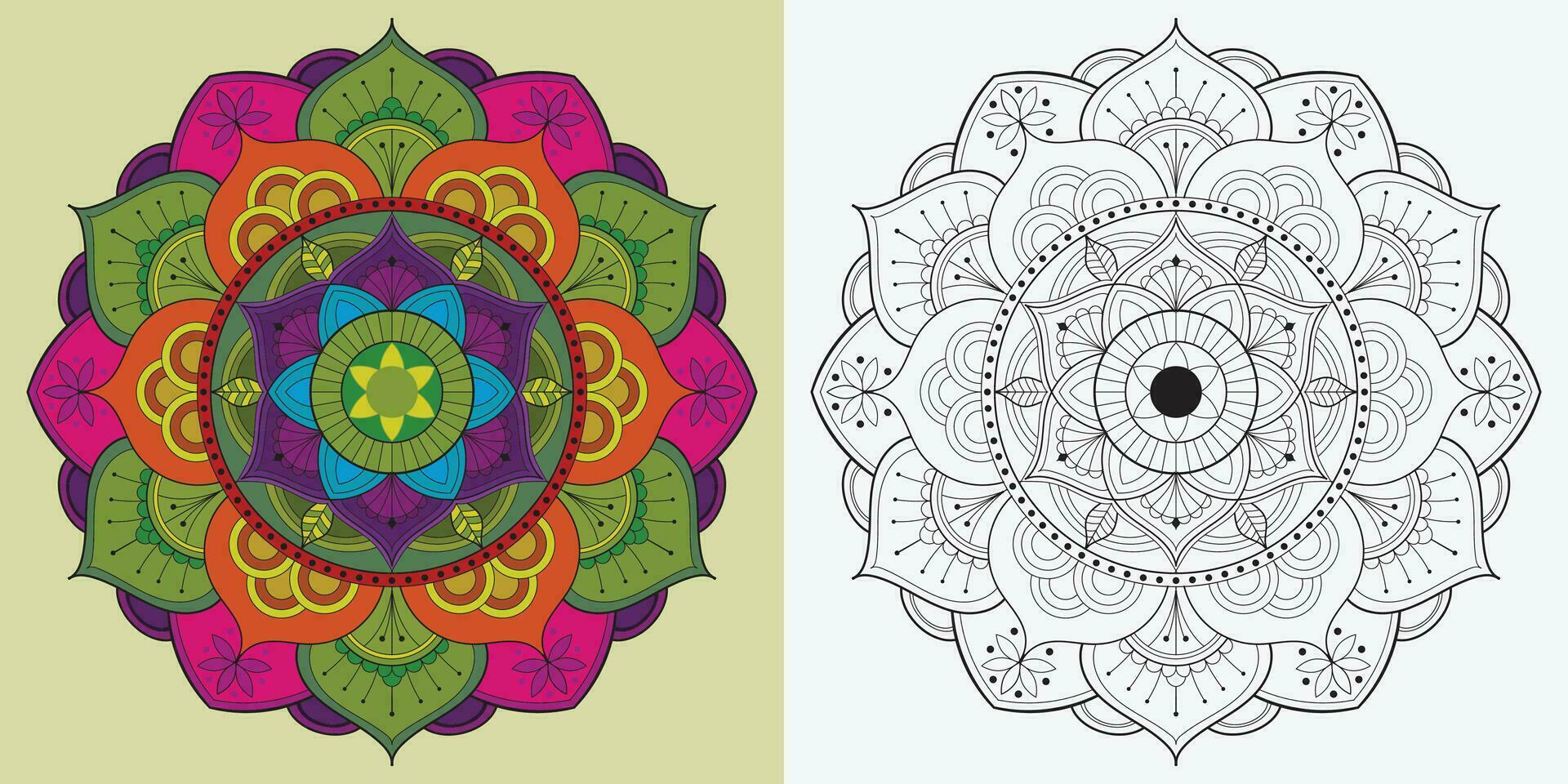 abstract mandala floral ornament,colorful mordern mandala design ,mandala Line Illustration vector