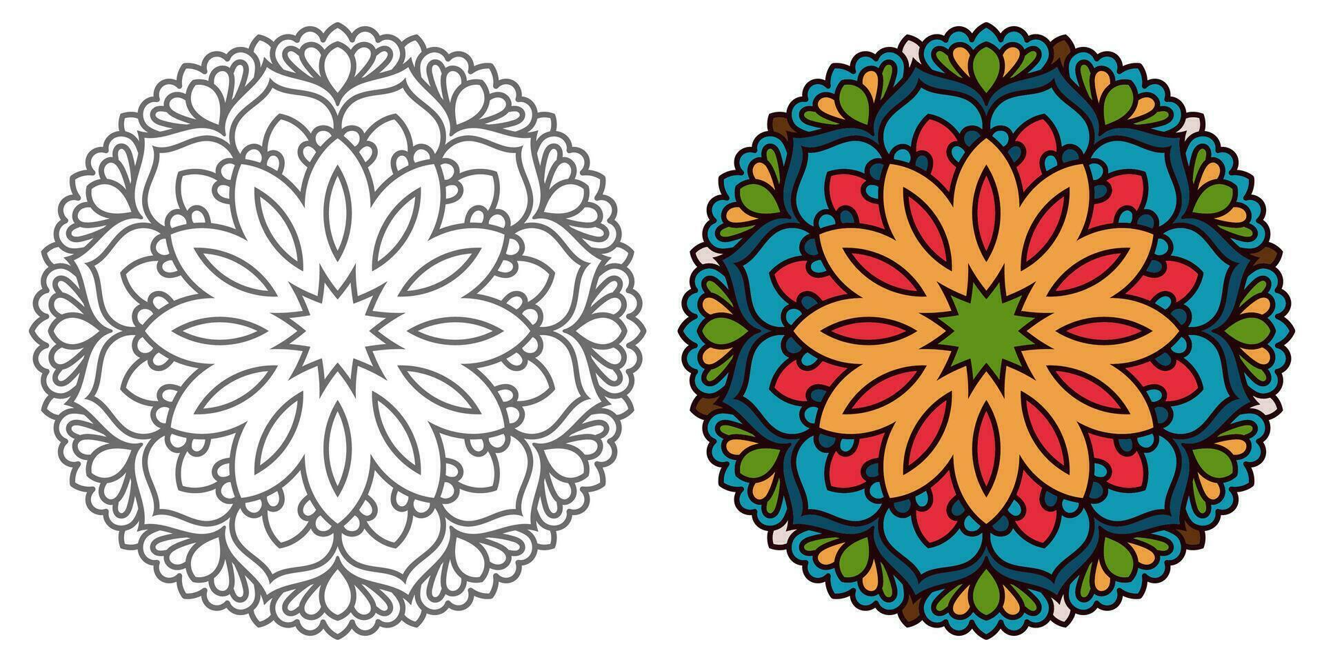 resumen mandala floral adorno, colorido moderno mandala diseño ,mandala línea ilustración vector