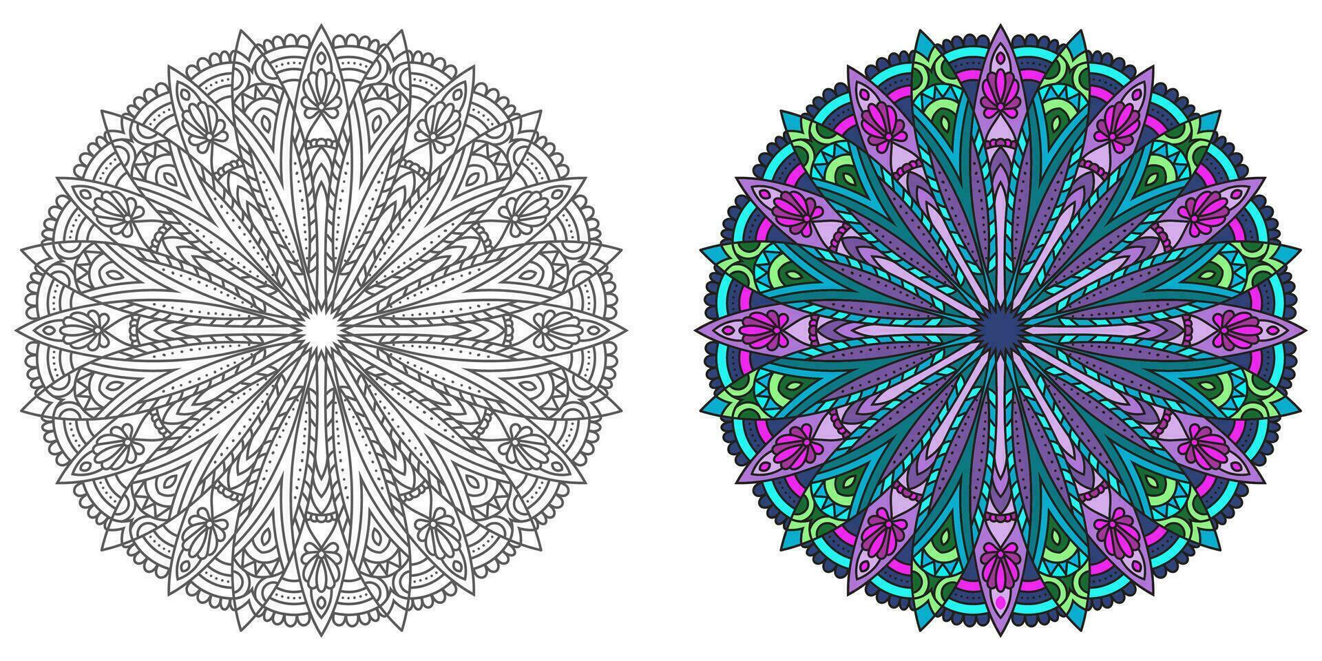 resumen mandala floral adorno, colorido moderno mandala diseño ,mandala línea ilustración vector