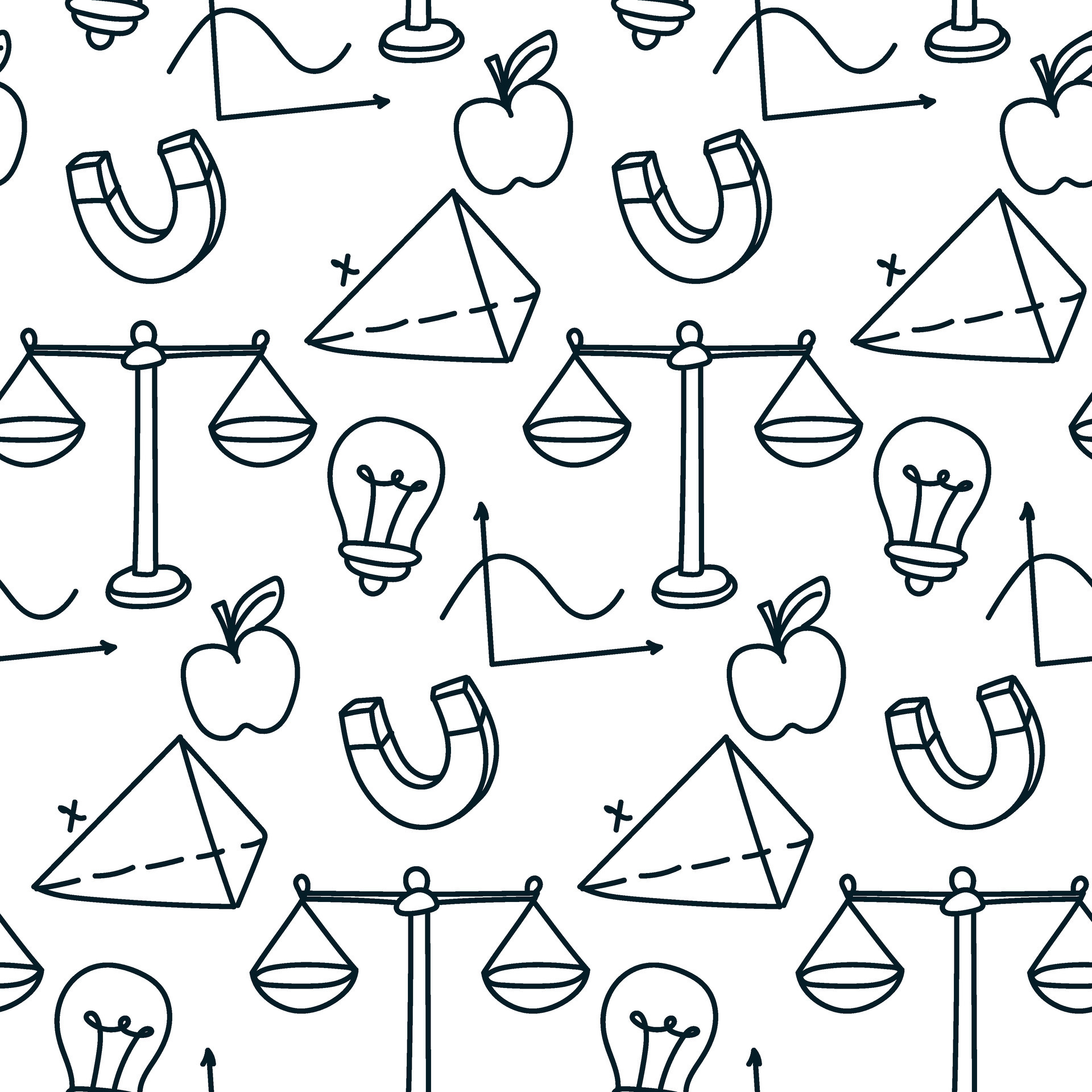 The doodle pattern is the science of physics. Texture for physics. Back ...