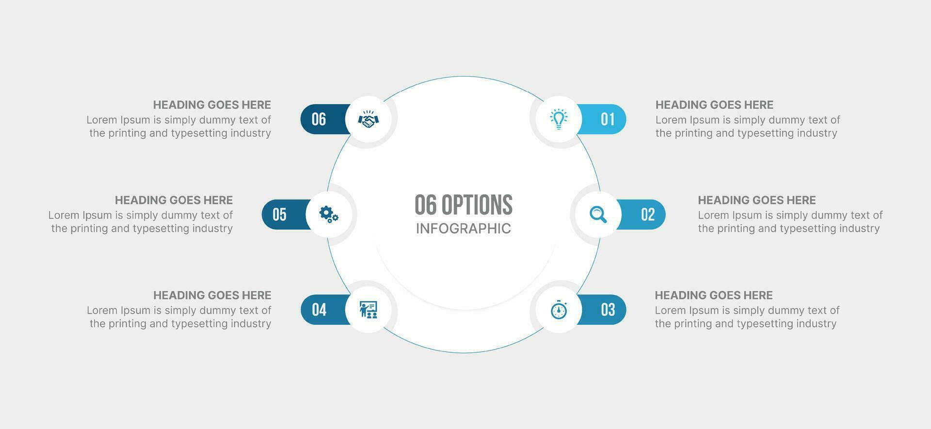 Six 6 Options Circle Cycle Infographic Template Design vector