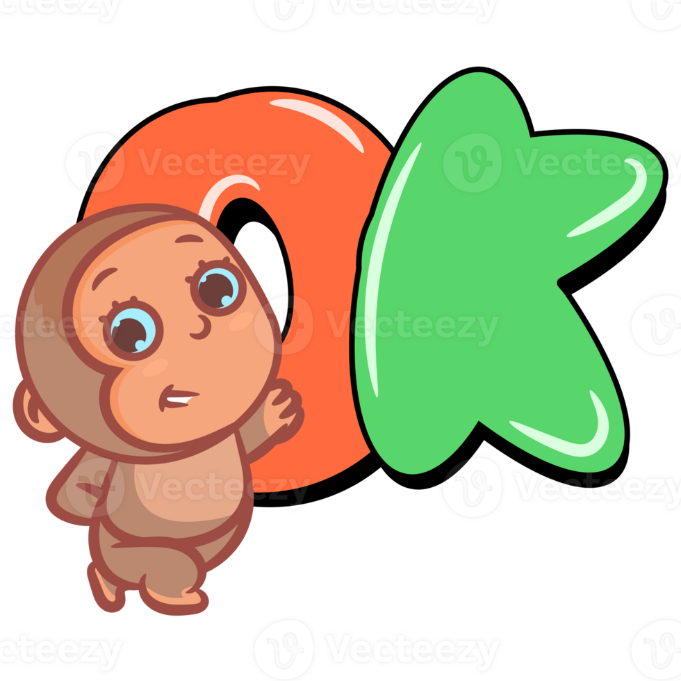 OK little monkey cartoon gesture png