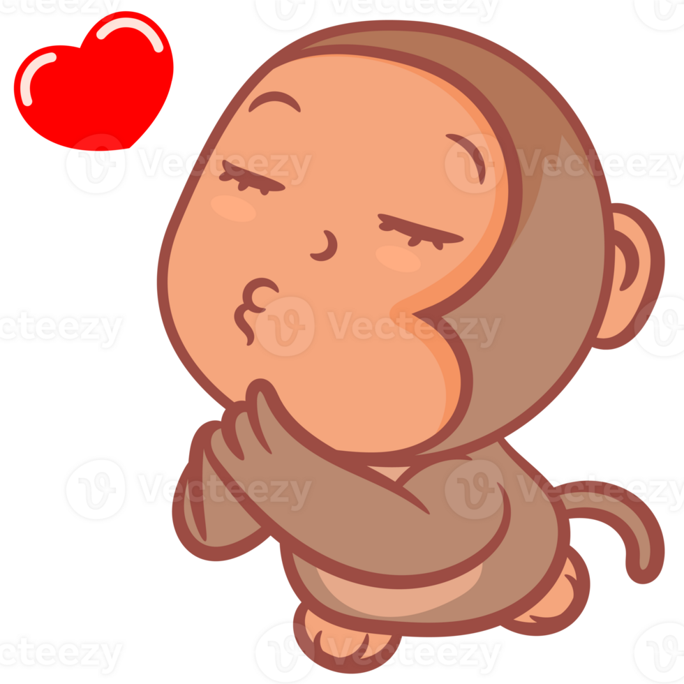 Missing you little monkey cartoon gesture png