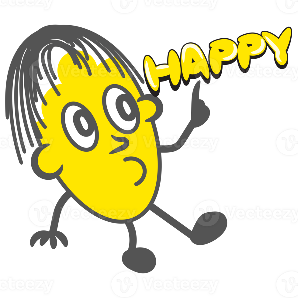 Say happy round yellow cartoon gesture png