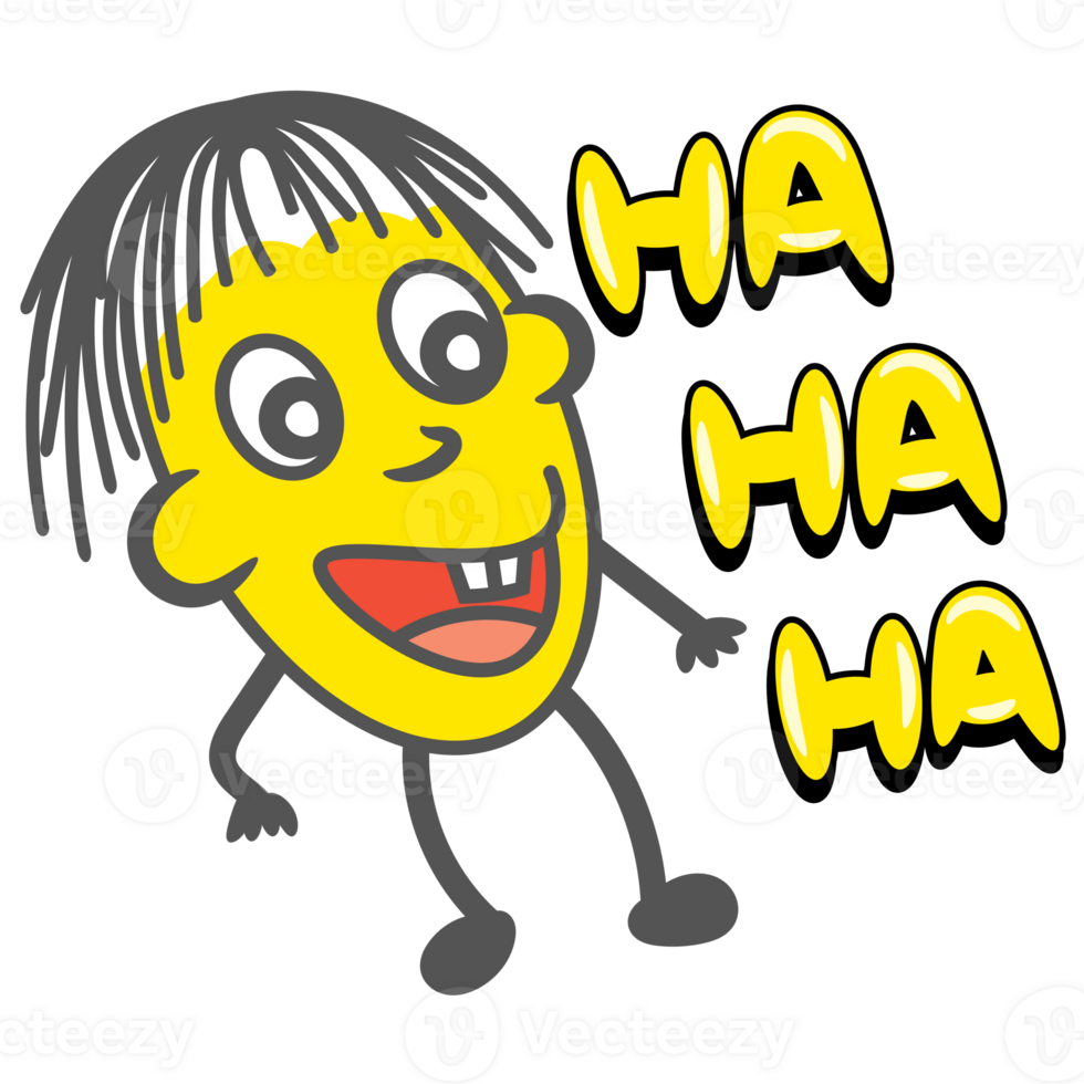 Ha ha funny round yellow cartoon gesture png