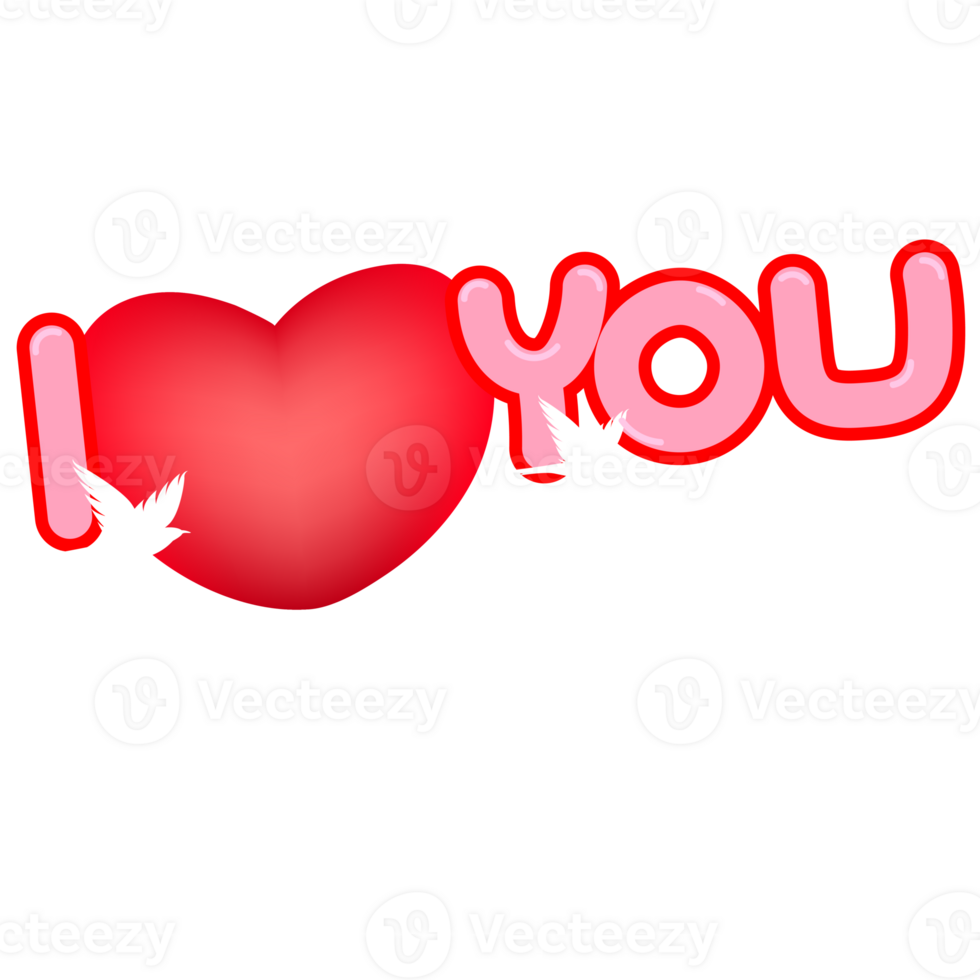 I love you on a red heart png