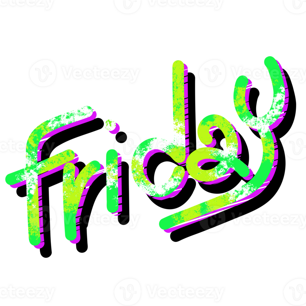 Friday color text drawing png